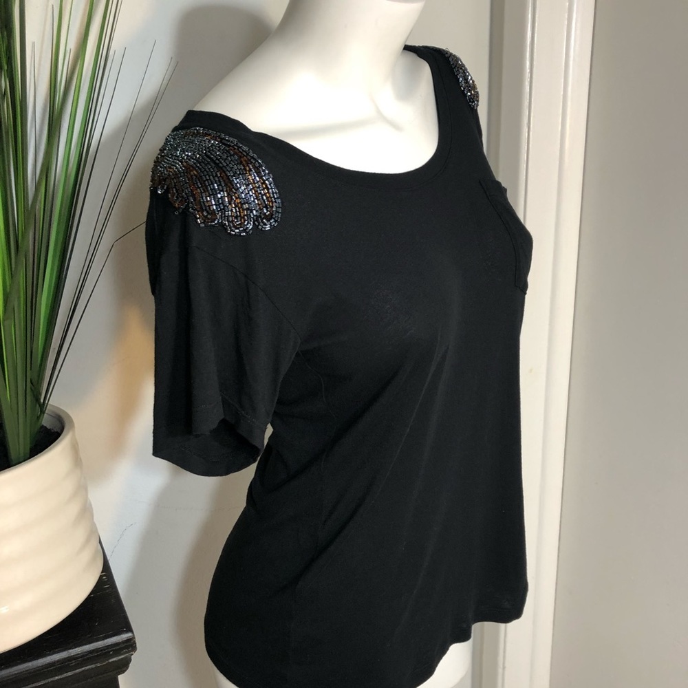 Y2K 2000’s Express Embellished Angel Wings Beaded Tee T-Shirt XS - Picture 5 of 10